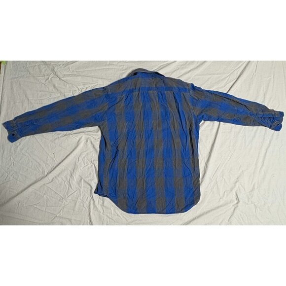 Vintage Levi's Mens Medium Blue & Gray Plaid Button-Down Big E Shirt RARE - Picture 8 of 10